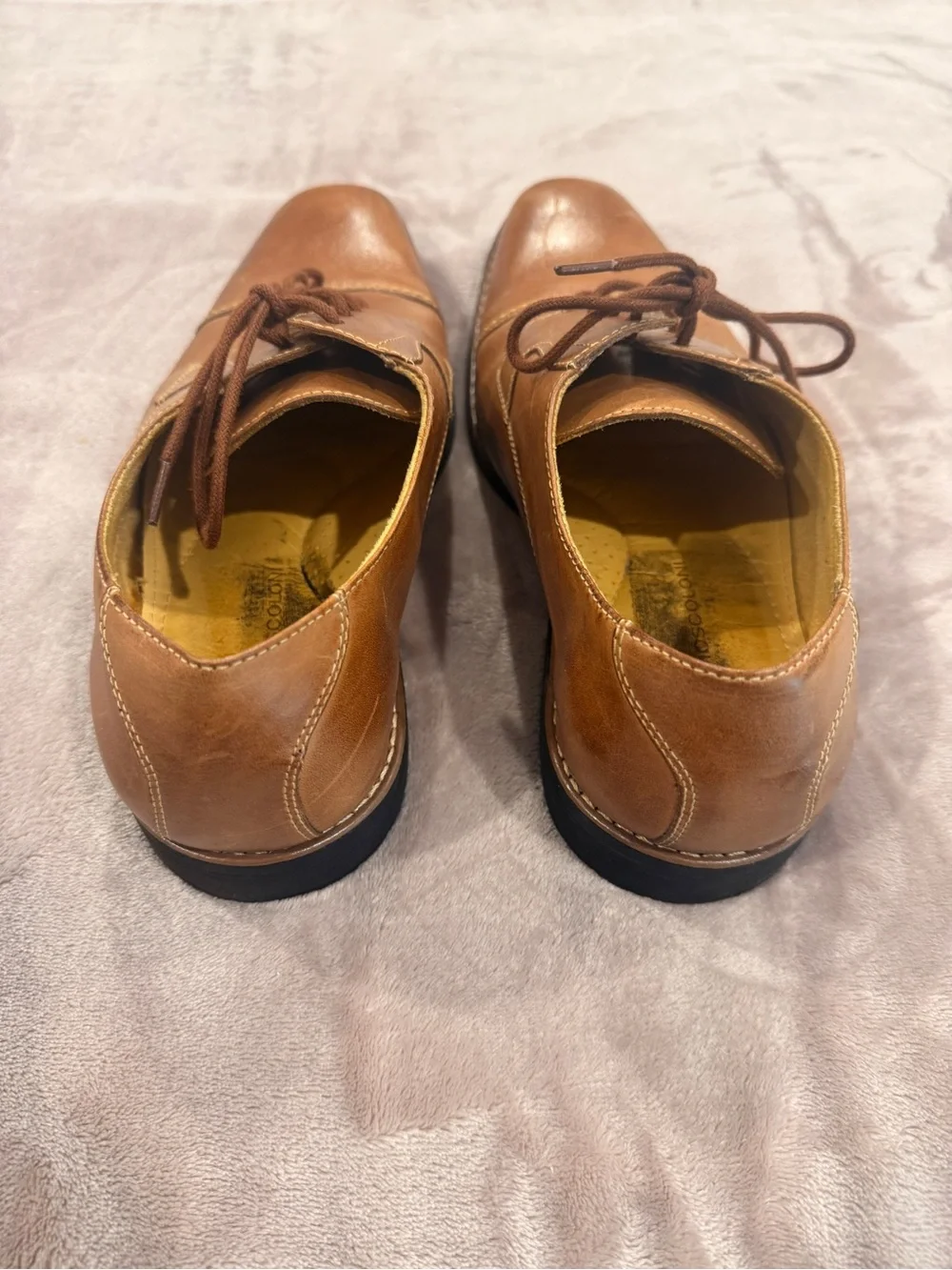 Sandro Moscoloni Men’s Brown Leather Cap Toe Lace-Up Oxford Dress Shoes